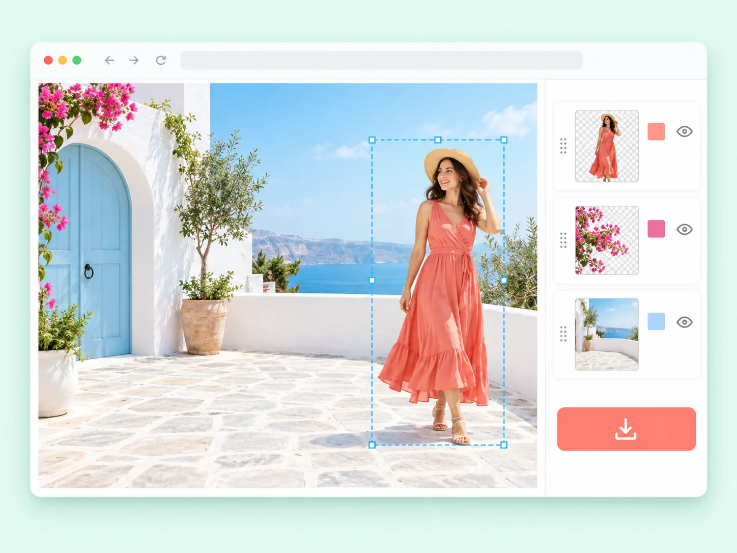 Interactive retoucher console evaluating subject matting and layer hierarchy