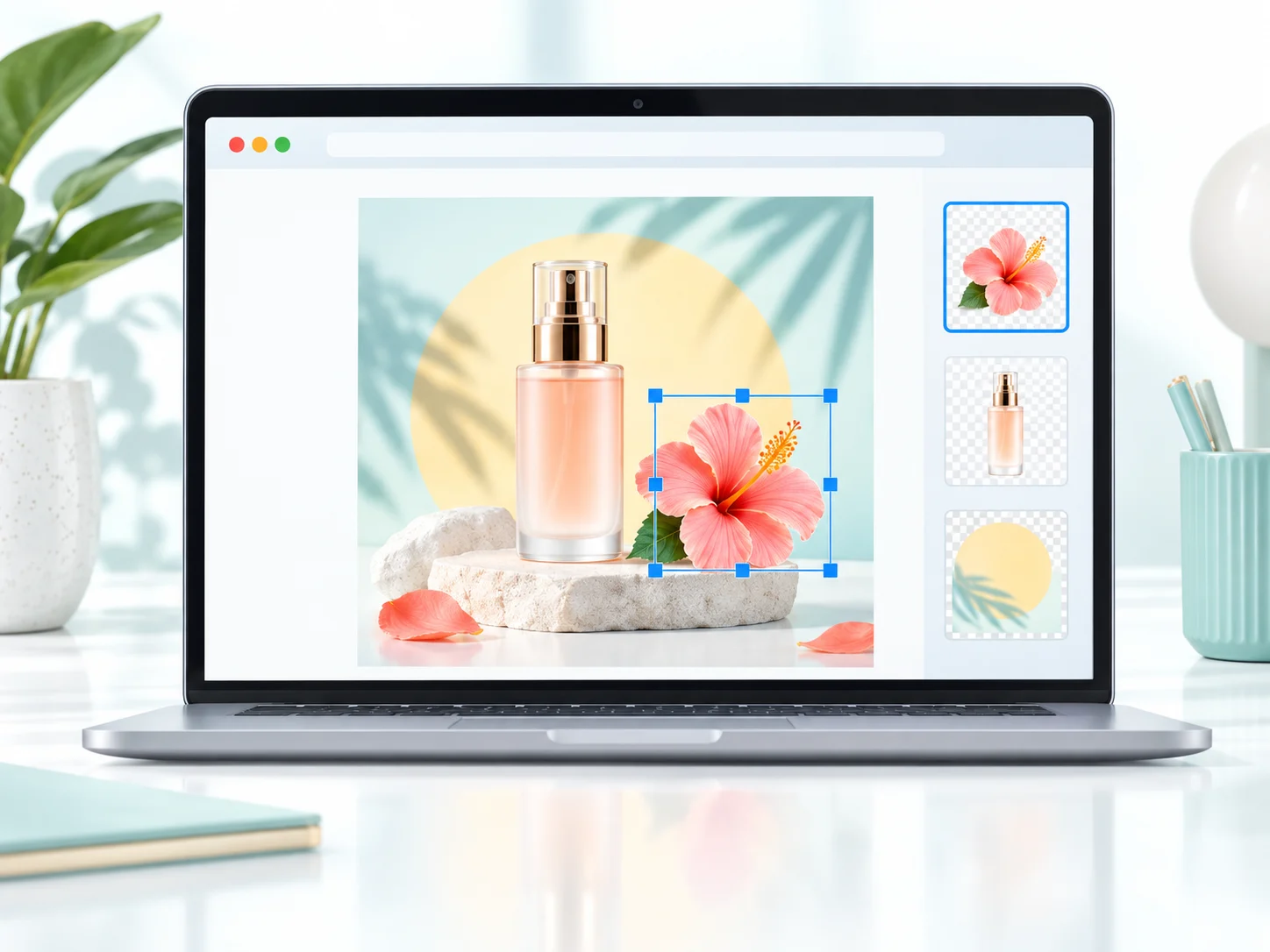 Cloud sandbox reviewing extracted WebP marketing layers in browser